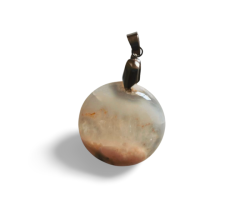 🔮 Pendentif en Agate Blanche avec Inclusions Naturelles – Forme Ronde