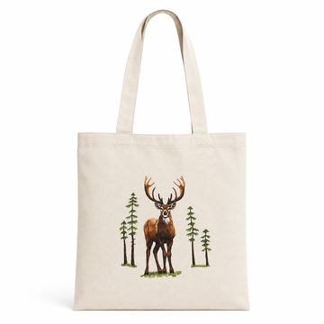 Sac tote bag en tissu brodé motif Caribou